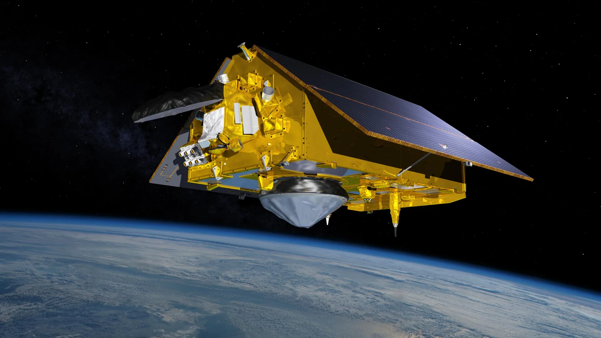 NASA illustration of Sentinel-6 orbiting Earth